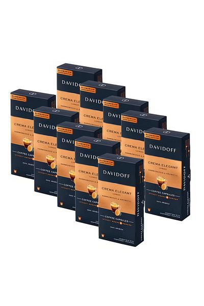 Davidoff Crema Elegant Lungo Harmonious & Aromatic Aluminum Capsule Coffee (100 Pieces) (Nespresso Compatible)