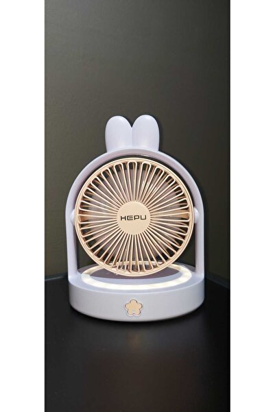 poebgo HEPU Mini Şarjlı Masa Üstü Vantilatör USB Fan 3 kademeli fan ayarı ve IŞIKLI