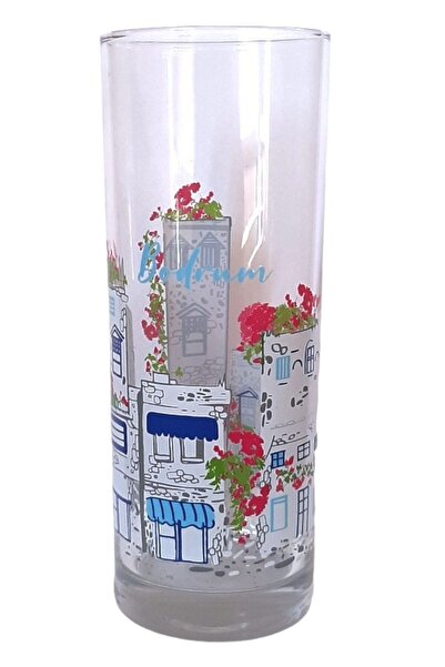 AHŞAPZEN Basement Printed Aegean's Pearl Soft Drink and Water Glass