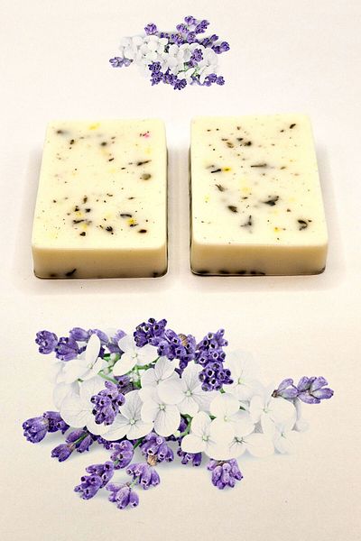FANTASTİK SANAT ATÖLYESİ Lavender Oil and Scented Soap - 80 Grams x 2, Mediterranean Soap with Lavender Particles