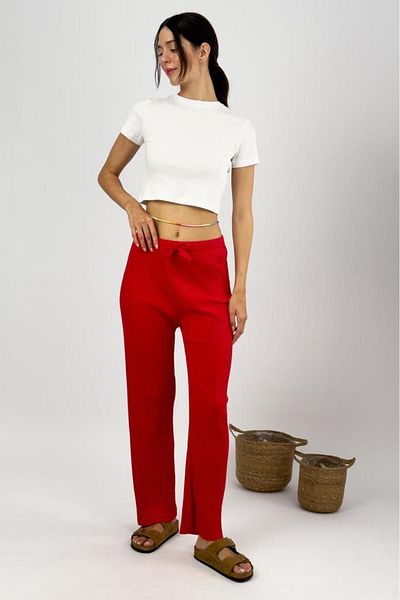 Betimoda Red Striped Cotton Women's Pajama Bottoms - Reported Tracksuit