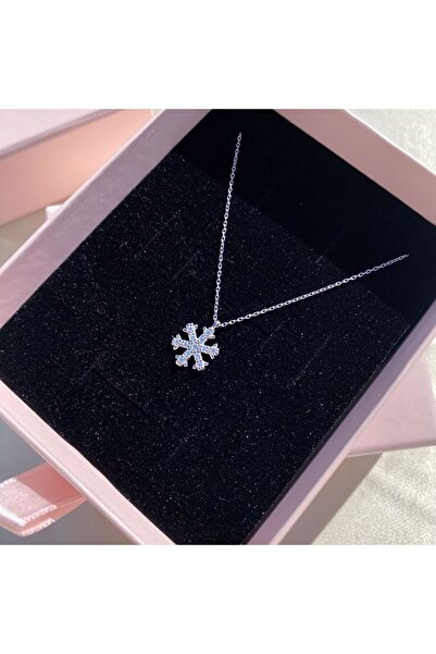 Lovera Jewellery 925 Ayar Gümüş Kar Tanesi Kolye | Kadın Zarif Hediyelik Takı Şık Doğum Günü Hediyesi