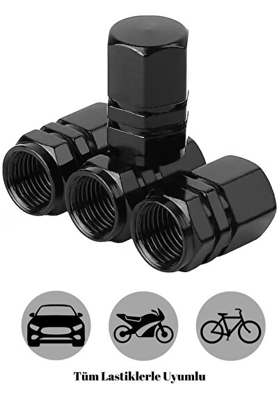 MeyZone Alüminyum Altıgen Sibop Kapağı 4'lü Siyah Sibob Kapağı