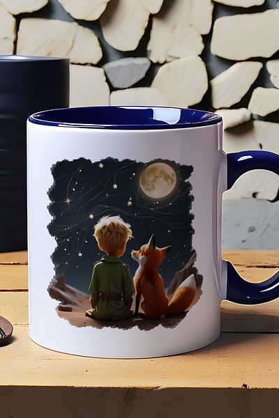 Hedizu Little Prince Mug Cup Navy Blue Gift for Friend