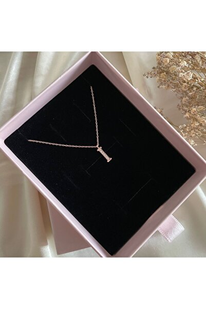 Lovera Jewellery 925 Ayar Gümüş Rose I Harfli Harf Kadın Kolye | Zarif Ideal Hediyelik Ve Şık Tasarım I Harfi