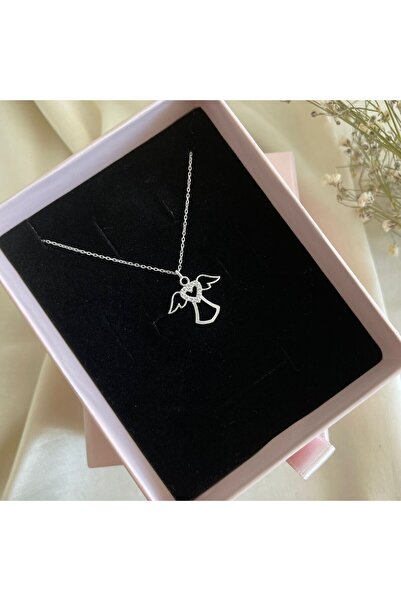 Lovera Jewellery 925 Ayar Gümüş Kalpli Melek Kadın Kolye | Zarif Hediyelik Ta...