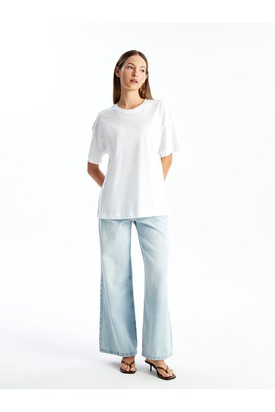 LC Waikiki Tricou oversize pentru femei LCW Crew Neck, cu mânecă scurtă