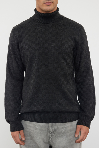 Trendyol Collection Anthracite Men's Turtleneck Textured Knitwear Sweater TMNAW20VK0004