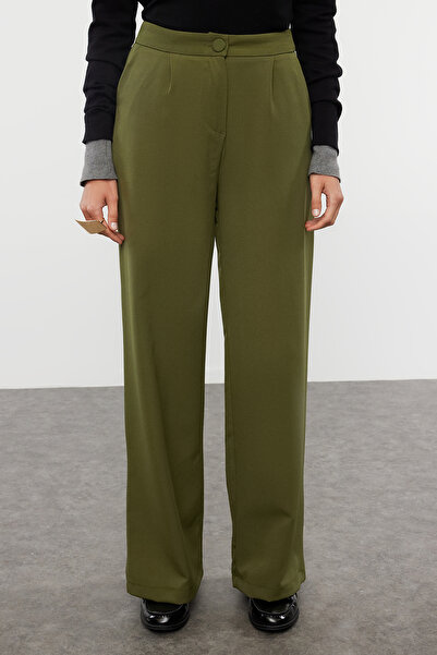 Trendyol Collection Široké khaki plisované kalhoty - TWOSS21PL0189