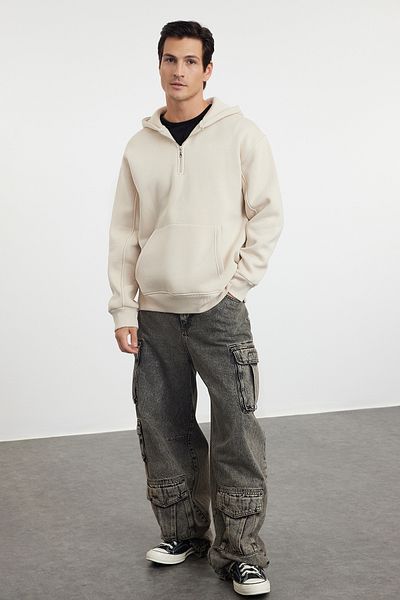 Trendyol Collection Oversize fleecová mikina s kapucí na zip – Tmnaw25Sw00050