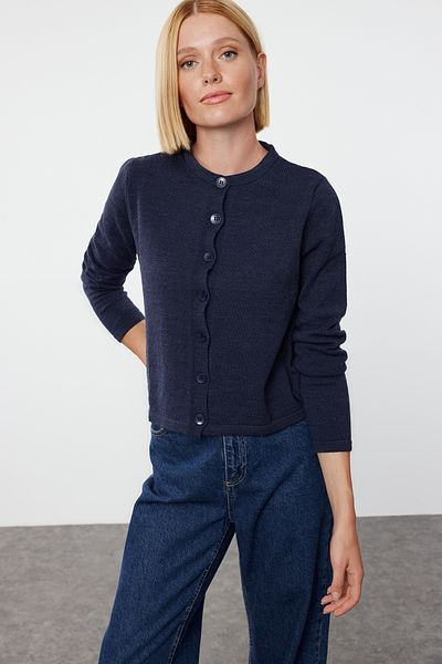 Trendyol Collection Sötétkék gyapjúkabát megjelenés Kötött kardigán TWOAW25HI00049