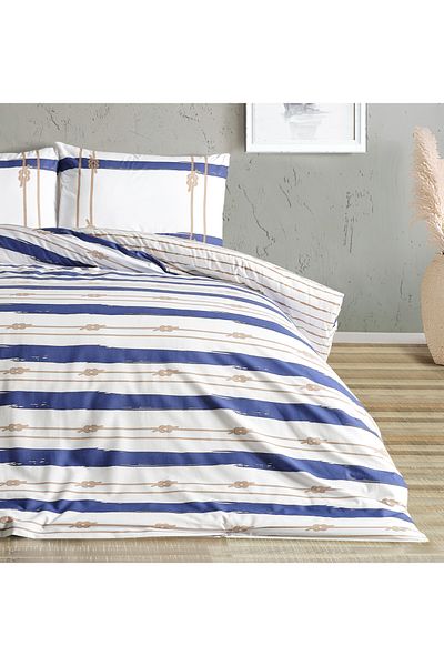 Doqu Home Serene White Single Marine Duvet Cover Set