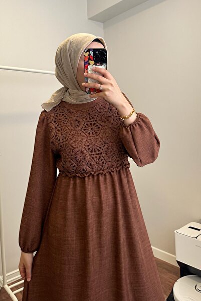 Hülya Keser Birgül Elbise - Kahverengi