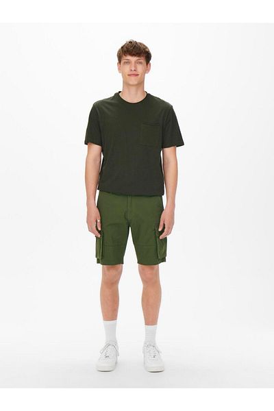 Only & Sons Onscam Stage 6689 Model Men's Jeans and Canvas Cargo Shorts - Olive Nigh