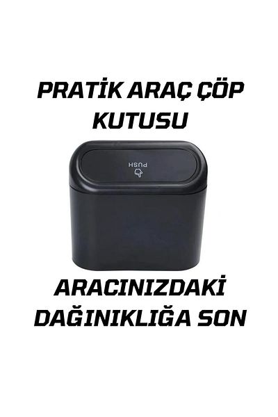 Luti Concept Auto Accessory Car Trash Can Portable In-Car Portable Lid Organizer Dustbin Black