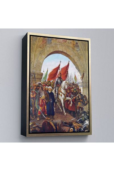 Harita Sepeti Καμβάς με κορνίζα Fausto Zonaro Sultan Mehmet the Conqueror είναι στην Καμβά την είσοδο στην Κωνσταντινούπολη-5298