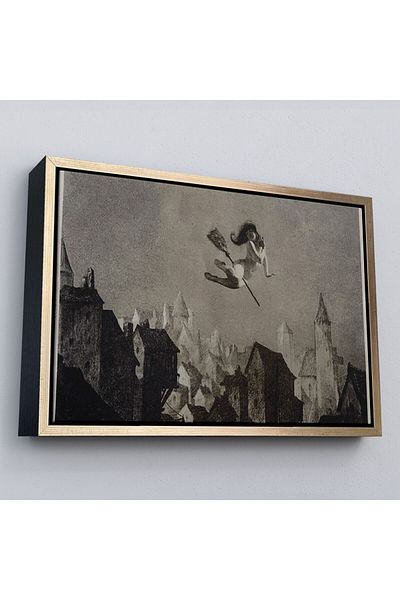 Harita Sepeti Tablou American Nightmares înrămat, Liturgia de Săbătoare, Pictură pe pânză Witch Flight, Decor magic Wiccan-5374