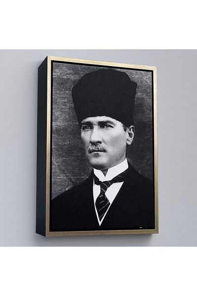 Harita Sepeti Πορτρέτο Ατατούρκ με κορνίζα Μουσταφά Κεμάλ Ατατούρκ Ορθογώνιο Διακοσμητικό Πίνακας Καμβά-60