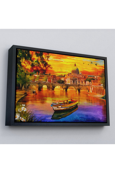 Harita Sepeti Uramljena slika katedrale Svetog Petra i reke Tibar u Italiji -...