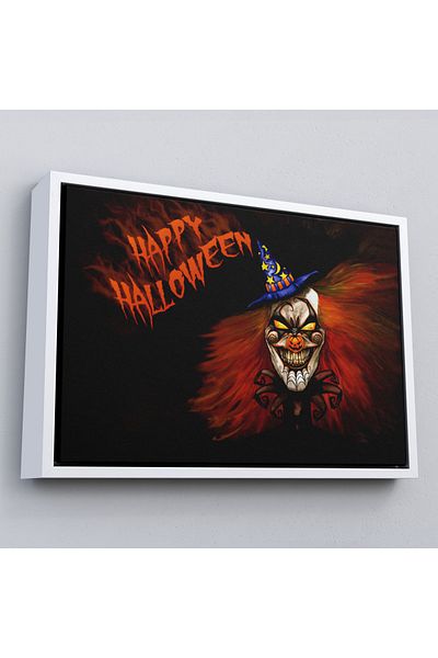 Harita Sepeti Decor de perete de Halloween cu cadru, pictură de perete de Halloween cu dovleci înfricoșători-5193