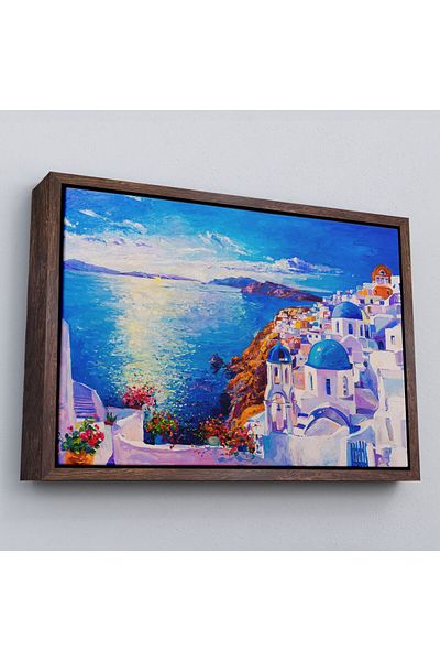 Harita Sepeti Διακοσμητικός πίνακας ελαιογραφίας Mikanos Greece με πλαίσιο -3572