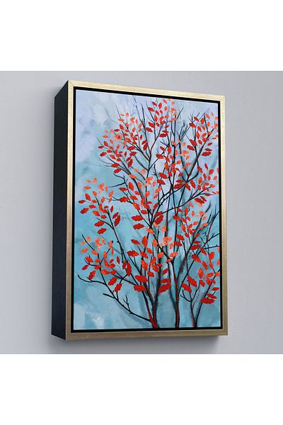 Harita Sepeti Tablou decorativ abstract cu frunze roșii în rame-5179