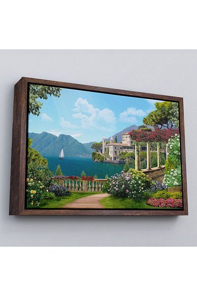 Harita Sepeti Pictură în ulei cu vedere la mare din Italia într-un cadru Pictură decorativă pe pânză de perete-3576