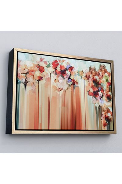 Harita Sepeti Pictură în ulei cu flori abstracte înrămate Aspect pictură decorativă pe pânză de perete-3540