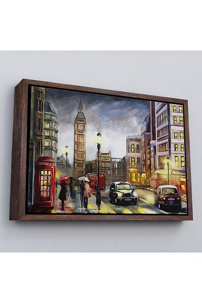Harita Sepeti În cadru Anglia Londra Da Night Pictură în ulei Vedere Decorativă Tablo-3542