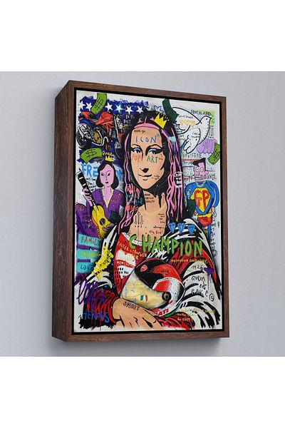Harita Sepeti Pictură pe pânză Mona Lisa Banksy colorată în rame, artă de stradă, pop art-5306