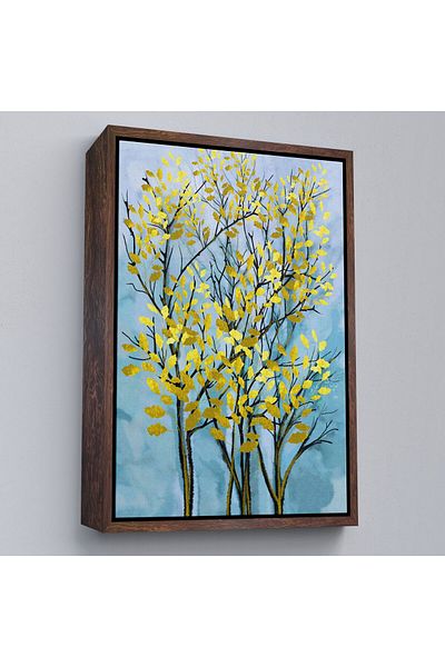 Harita Sepeti Tablou decorativ abstract cu frunze galbene în rame-5178