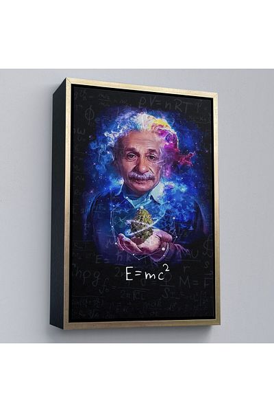 Harita Sepeti Pictură pe pânză Albert Einstein E=Mc2 cu cadru, cadou pentru profesorul de matematică-5244