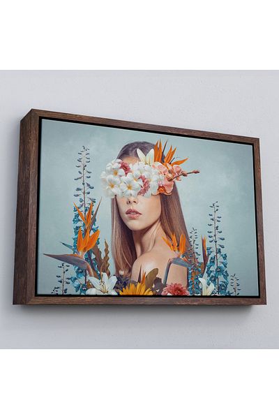 Harita Sepeti Frumoasa femeie în rame Portret în interiorul florilor Pictură pe pânză-5023
