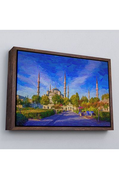 Harita Sepeti Ελαιογραφία με κορνίζα Sultan Ahmet Mosque Εμφάνιση ζωγραφική σε καμβά-3694