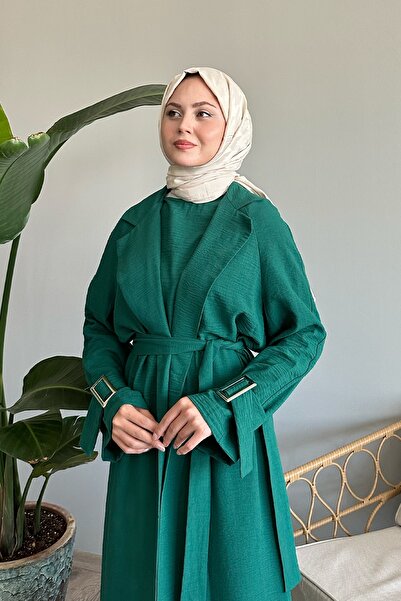 InStyle بدلة مزدوجة مع فستان كتان أخضر