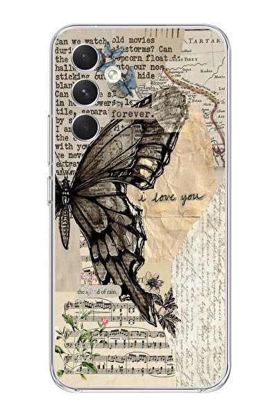 moonset Samsung Galaxy A35 Uyumlu Kelebek Tasarımlı Baskılı Şeffaf Telefon Kı...