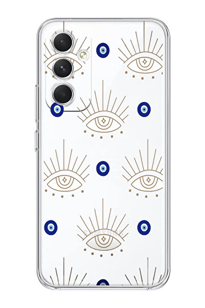 moonset Samsung Galaxy A35 Uyumlu Nazar Boncuğu Tasarımlı Baskılı Şeffaf Tele...