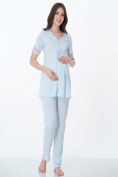 ByLohusa Set de pijamale de maternitate Effortt Blue Lace