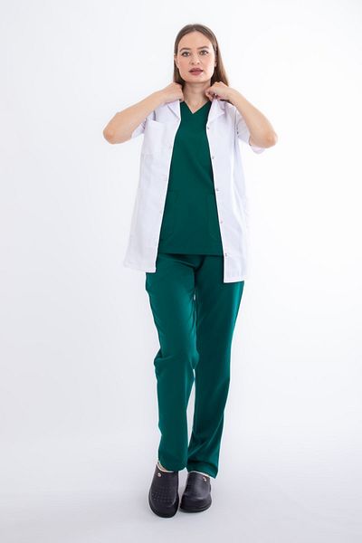 Limitless Women Short Sleeve Nurse Doctor Tutor Apron Classic Collar Alpaca Fabric
