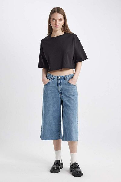 DeFacto Tricou cu mânecă scurtă, 100% bumbac, cu decolteu rotund, cu tăiere liberă