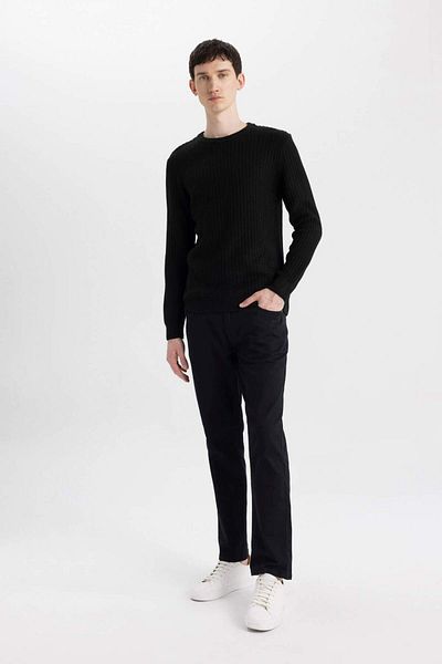 DeFacto Standard-Passform, normaler Schnitt, Rundhalsausschnitt, Jacquard-Strickpullover, A5234ax23wn