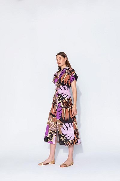 KAMEYA SHORT SLEEVE MIDI MULTICOLOR DAILY DRESS 24S40432