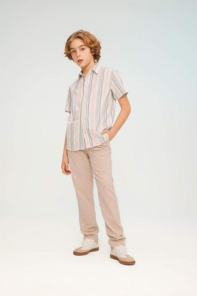 DeFacto Boy's Striped Twill Short Sleeve Shirt Z3036a623sm