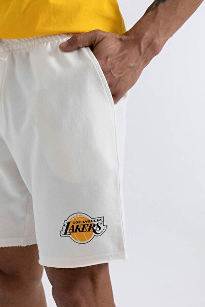 DeFacto Fit Nba Los Angeles Lakers Oversize Fit Kısa Paça Pamuklu Şort A3908ax23sm