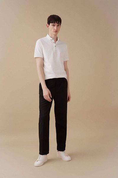 DeFacto Slim Fit Polo λαιμόκοψη Basic κοντομάνικο βαμβακερό χτενισμένο μπλουζάκι