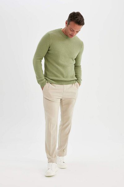 DeFacto Standard-Passform, normaler Schnitt, Rundhalsausschnitt, Jacquard-Strickpullover, A5234ax23wn