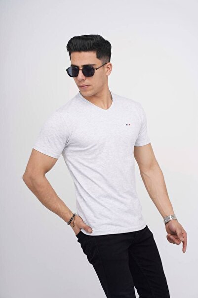 Est Estola Ανδρικό μπλουζάκι από βαμβακερό Lycra Slim Fit με λαιμόκοψη V