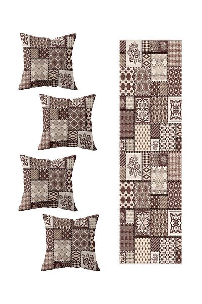 farbala Kırkyama Patterned 4-Piece Kitchen and Living Room Table - Decorative Ranir Model