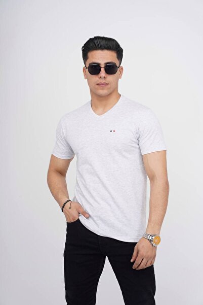 Est Estola Ανδρικό μπλουζάκι από βαμβακερό Lycra Slim Fit με λαιμόκοψη V