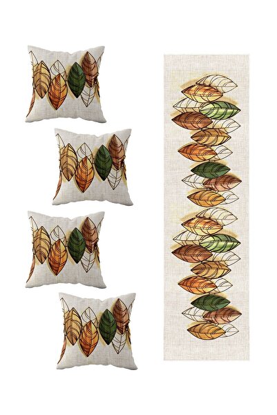 Pelangi Leaf Patterned Living Room Kitchen Table - Set of 4 Decorative Throw ...